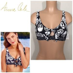 Anne Cole retro floral bikini top. NWT